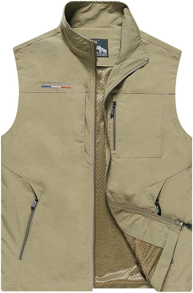 Mens Work Vest Summer Travel Photo Vest Cargo Sleeveless Jackets with Pockets