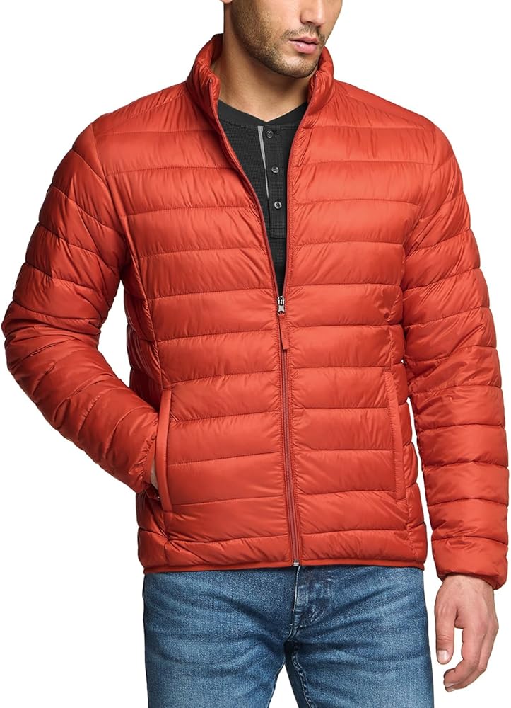 TSLA Men's Lightweight Packable Accent Puffer Jacket, Water-Resistant Winter Jackets