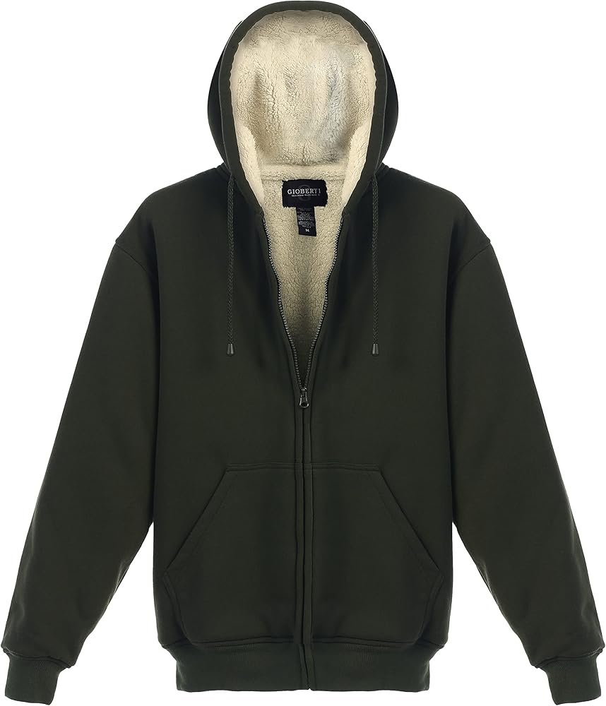 Gioberti Men's Heavyweight Sherpa Lined Fleece Hoodie Jacket