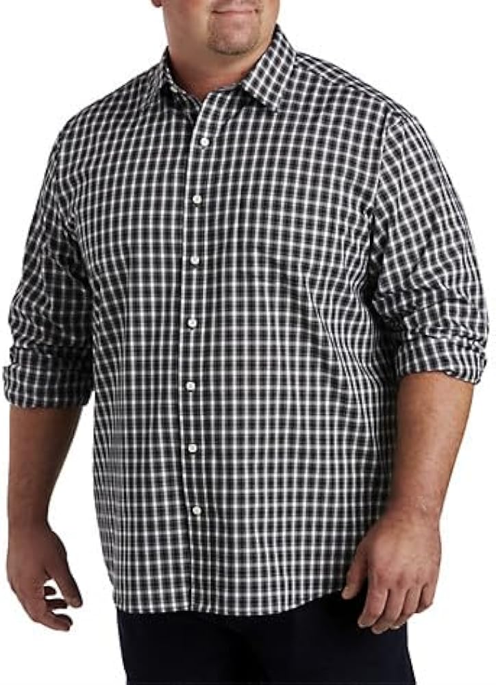 DXL Big + Tall Essentials Men's Big and Tall Plaid Sport Shirt