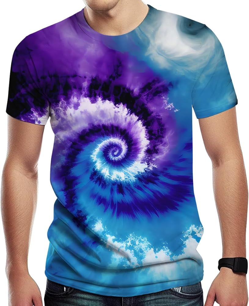 Men's Psychedelic Colorful The Eye of God Rainbow Short Sleeve 3D Printing Tie-Dye T-Shirt Tee