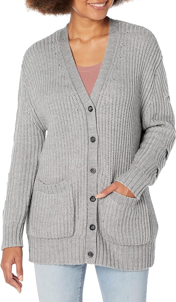 Women's Grey Cable Knit Cardigan