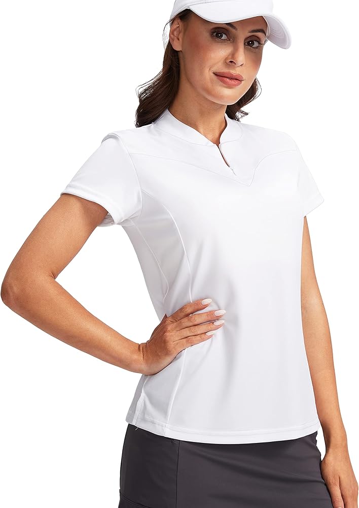 SANTINY Women's Golf Shirt Zip Up Quick Dry Short Sleeve Polo Shirts UPF50+ Tennis Golf Tops for Women Casual Work