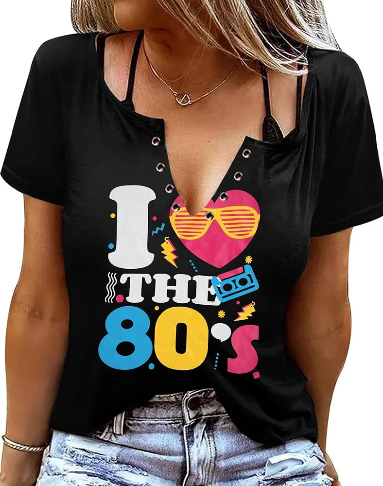 80s Outfit for Women I Love The 80's Shirts Fashion 80s Themed Clothing for Birthday Party Gift