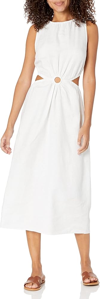 The Drop Women's Sade Linen Cutout Midi Dress