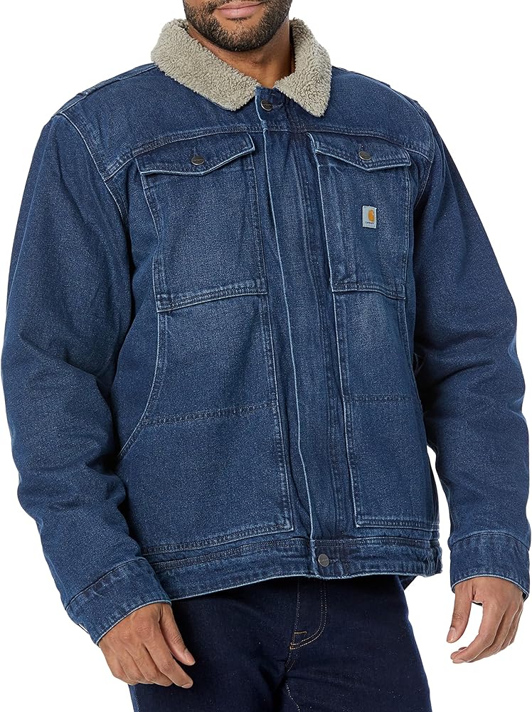 Carhartt Men's Relaxed Fit Denim Sherpa-Lined Jacket