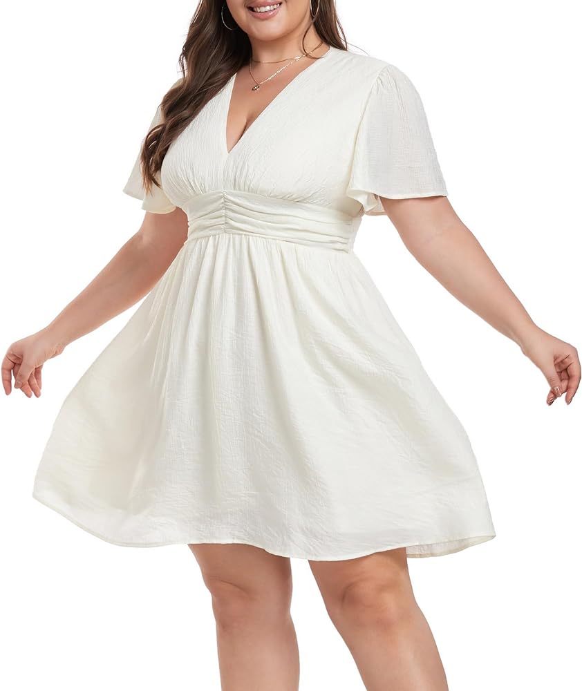 Plus Size Dresses for Curvy Women Short Sleeve Cocktail Dress