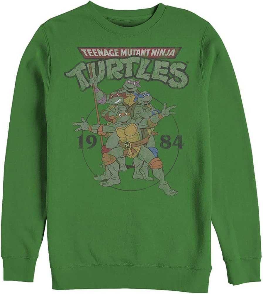 Nickelodeon Men's Teenage Mutant Ninja Turtles Group Elite Pullover Crew Fleece