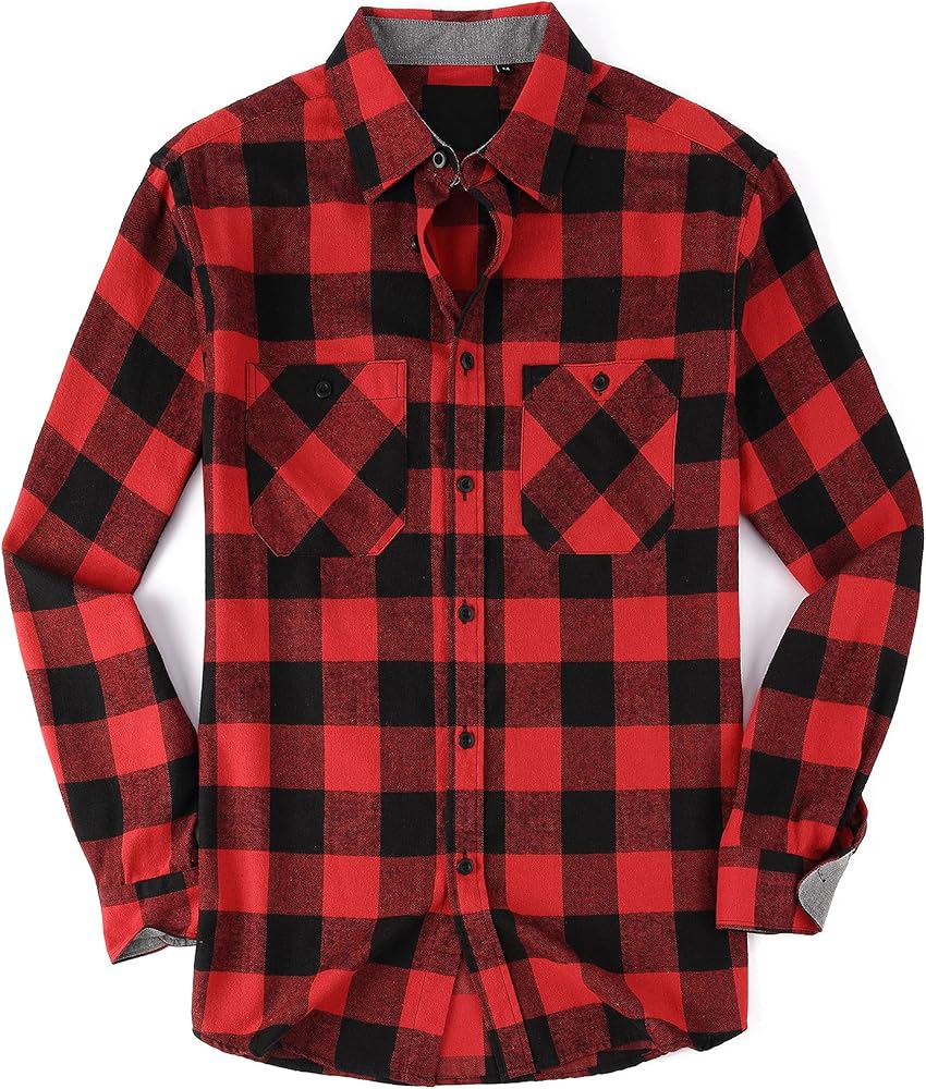 SAMERM Mens Button Down Shirts 4-Way Stretch Wrinkle Free Long Sleeve Print Plaid Business Dress Shirt