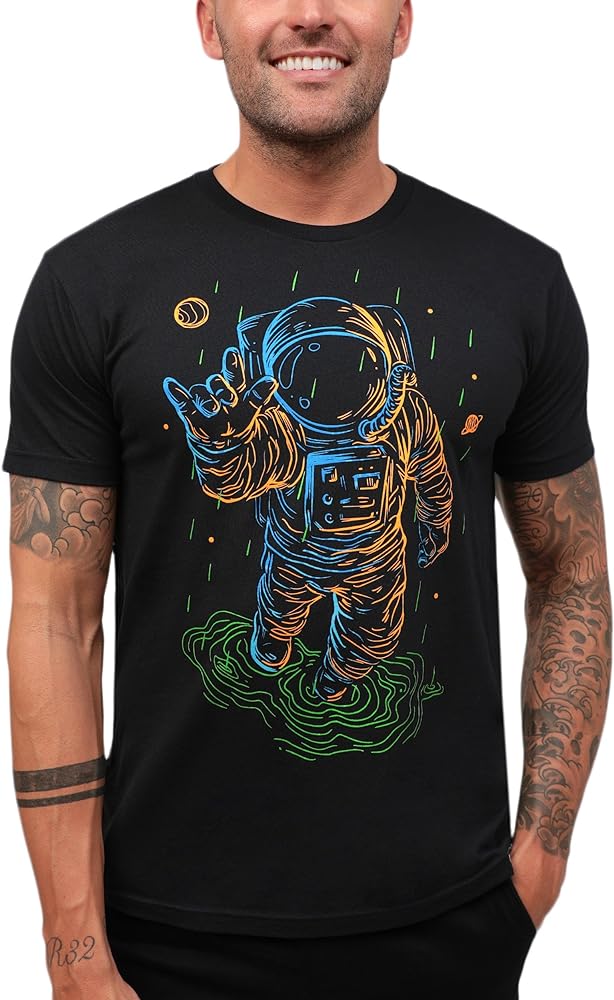 INTO THE AM Graphic Tees for Men S - 4XL Premium Short Sleeve Colorful T-Shirts Trippy Astronaut Designs