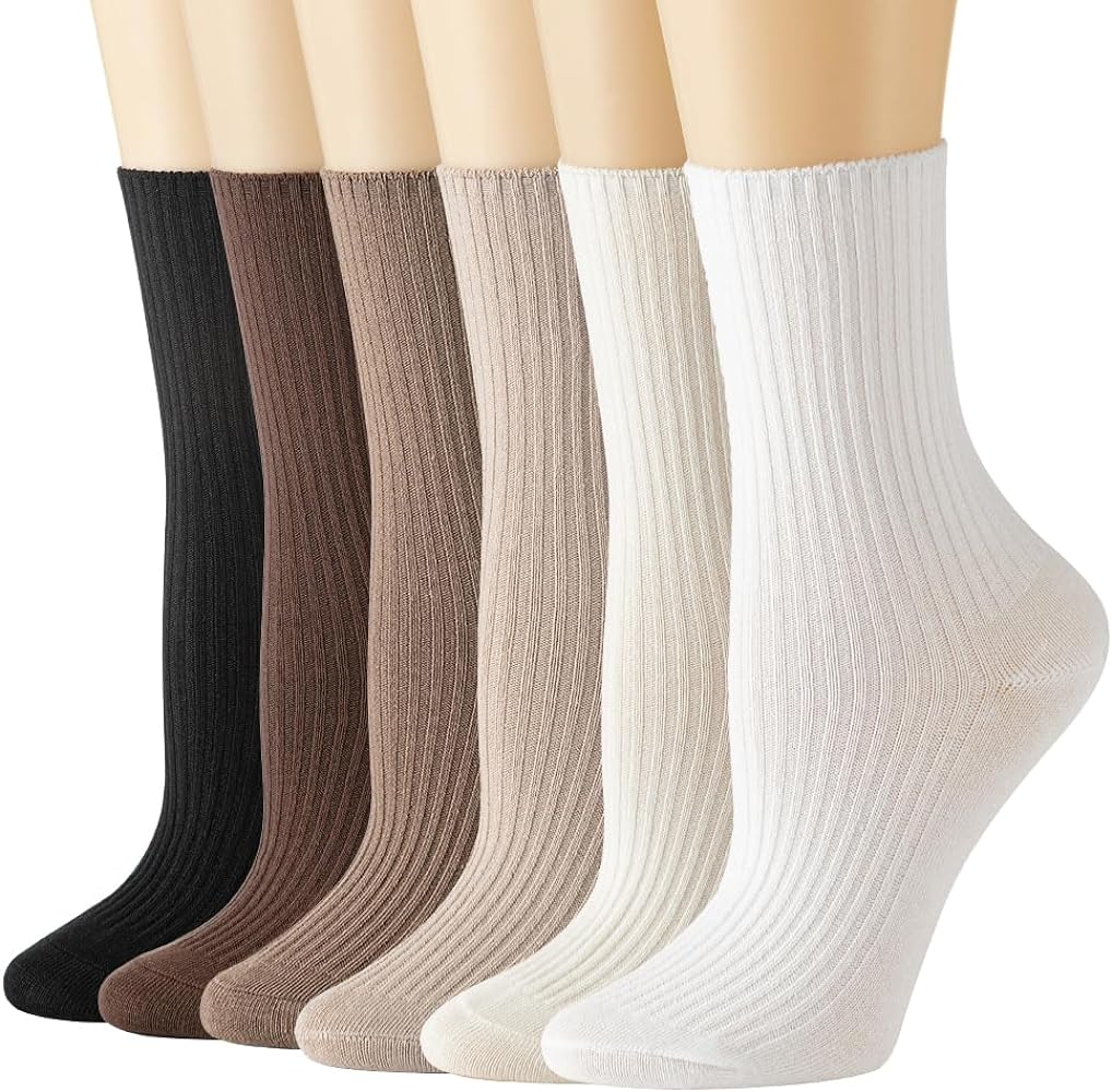 6 Pairs Fall Socks Cotton Long Warm Crew Socks Cute Aesthetic Cute Slouch Socks