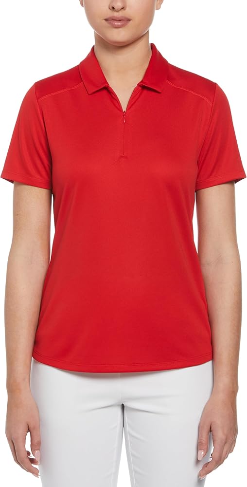 PGA TOUR Women's Airflux Short Sleeve Golf Polo Shirt, with Moisture-Wicking Fabric and Sun Protection