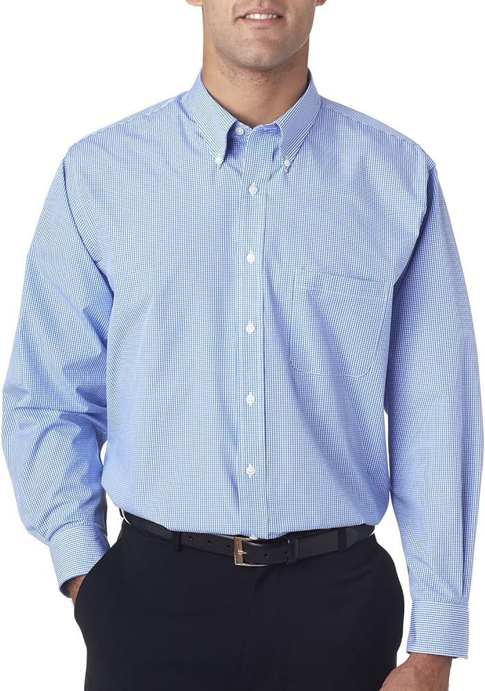 Van Heusen Men's Regular Fit Gingham Button Down Collar Dress Shirt