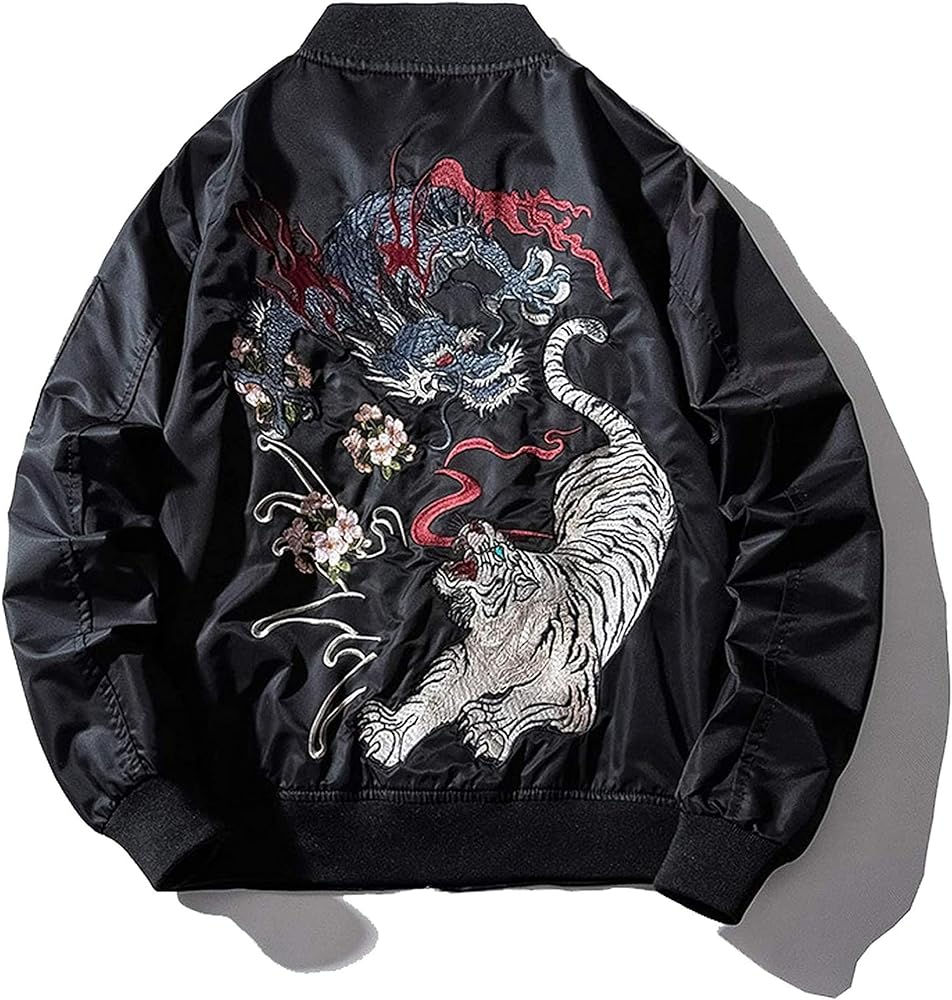 XYXIONGMAO Japanese Dragon Tiger Hip Hop Clothing Men'S Bomber Jacket Oversized Street Windbreaker Flying Streetwear