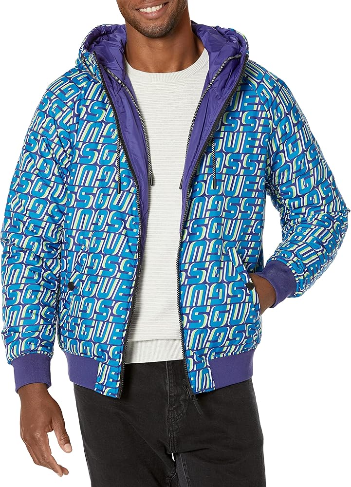 GUESS Men's Eco Elvis Reversible Puffer Jacket