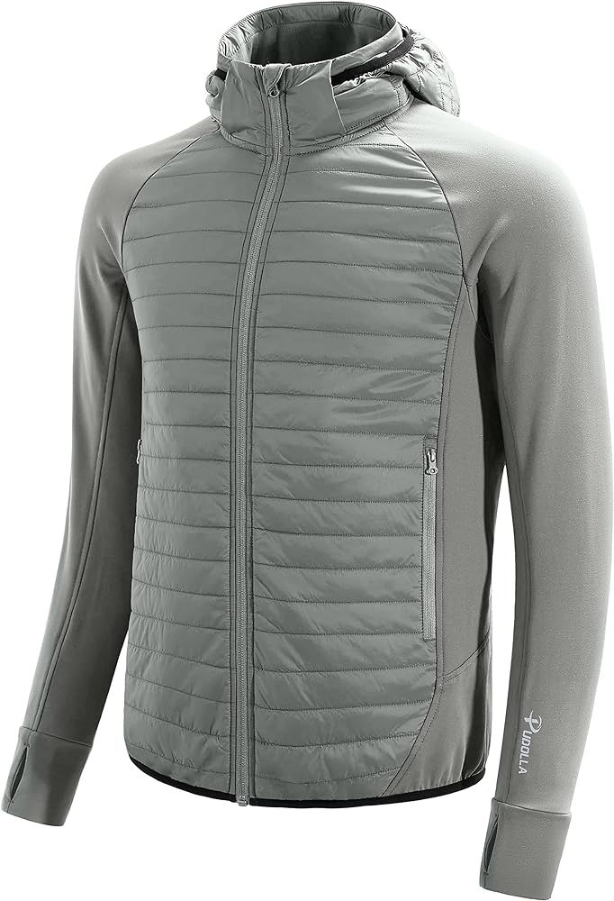 Pudolla Men's Lightweight Puffer Jacket Winter Thermal Running Jacket Hybrid Waterproof Down Coat for Golf Hiking