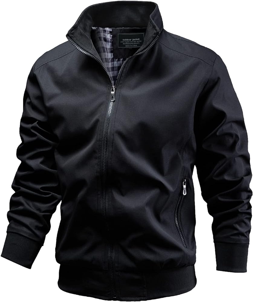 Men's Casual Jacket Outdoor Windbreaker Lightweight Softshell Flight Bomber Jackets