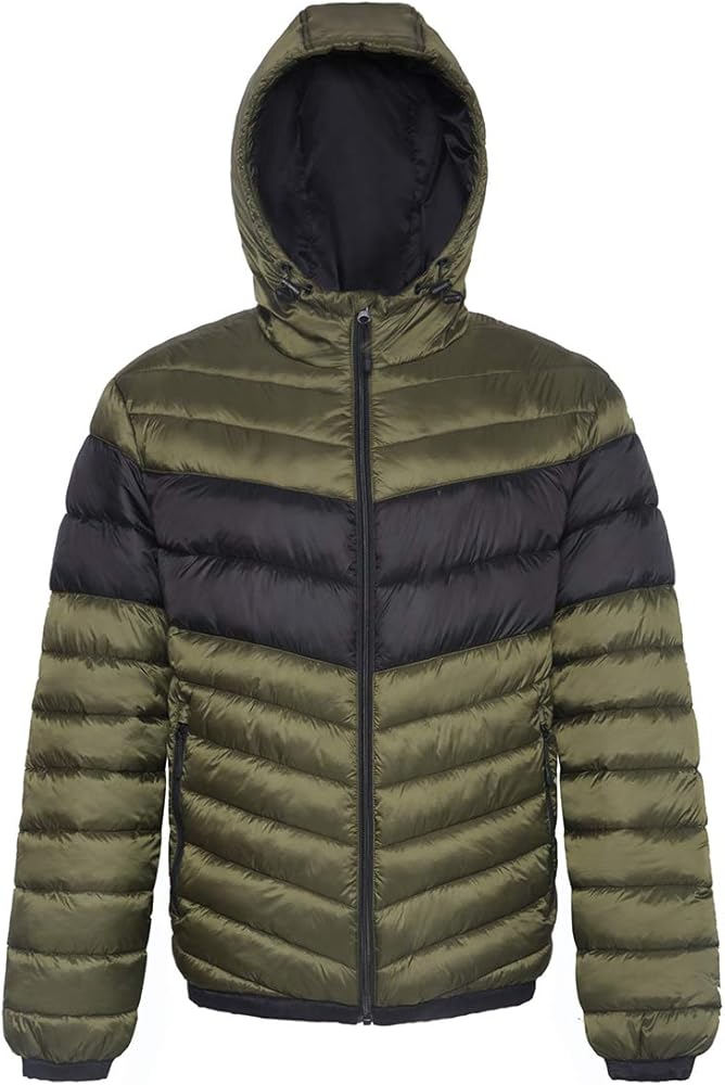 Rokka&Rolla Men's Lightweight Puffer Jacket Water-Resistant Hooded Winter Coat