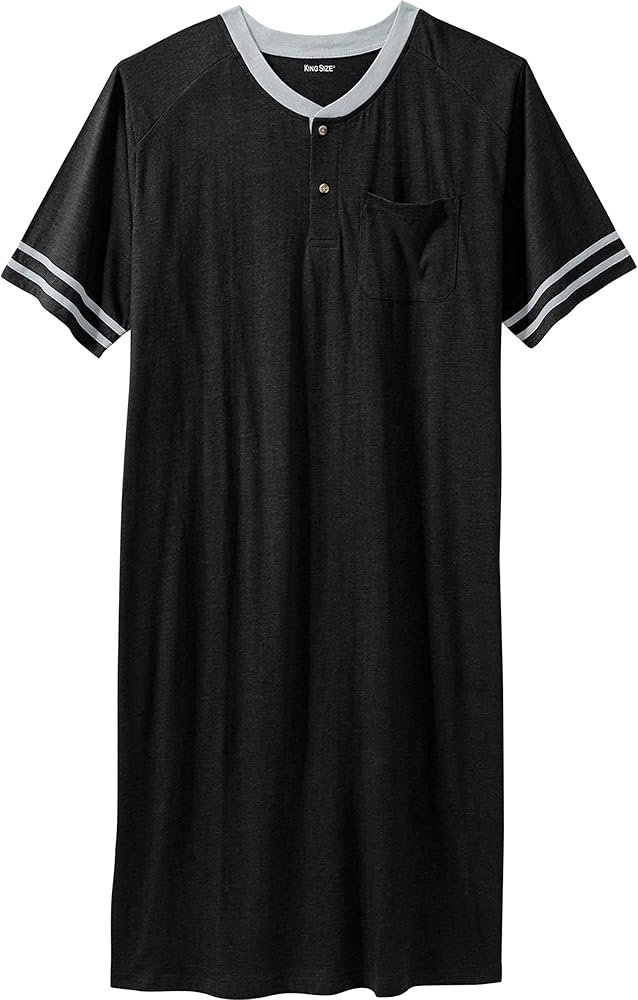 KingSize Men's Big & Tall Short-Sleeve Henley Nightshirt