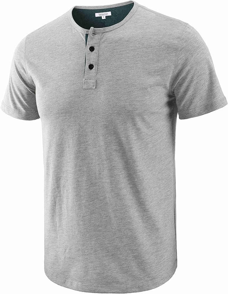 Mens Casual Comfort Slim Fit Button Down Short/Long Sleeve Gym Workout Golf Active Henley T-Shirts