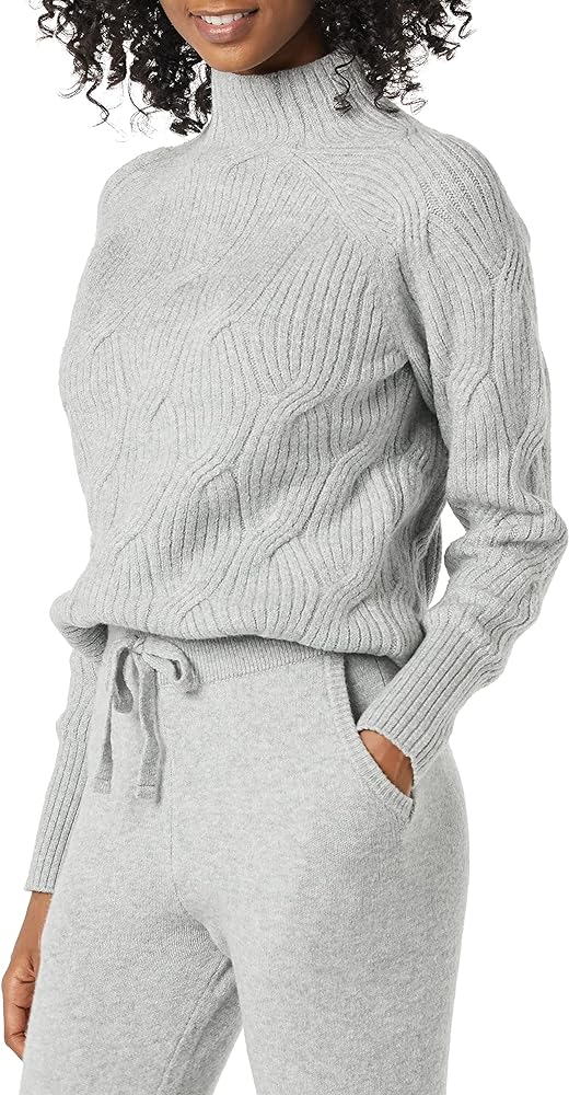 Amazon Essentials Women's Soft Touch Funnel Neck Cable Sweater