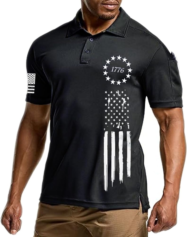 Men's Polo Shirt Quick Dry Performance Short Sleeve Tactical Pique Golf Shirts