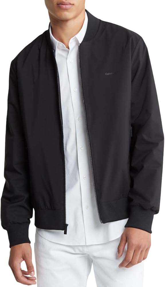 Calvin Klein Mens matte Logo Zip Bomber Jacket