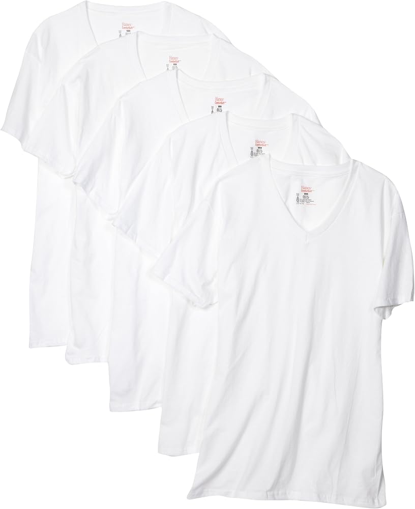 Hanes Mens 5-Pack Comfortsoft V-Neck Tee