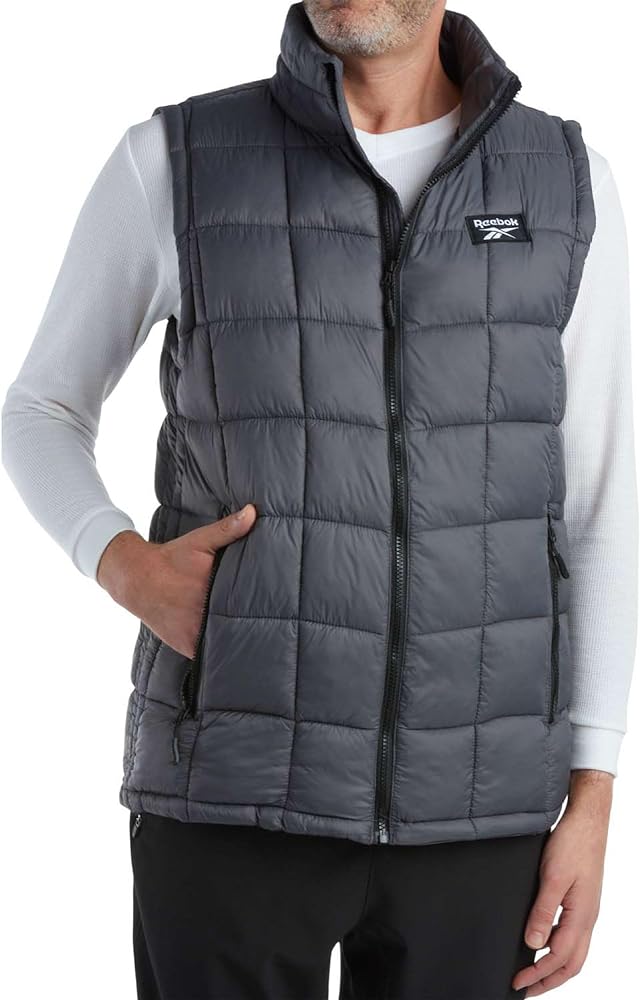 Reebok Men's Puffer Vest - Quilted Insulated Winter Vest - Sleeveless Bubble Jacket for Men (M-XXL)