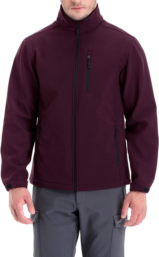 TRAILSIDE SUPPLY CO. Men's Softshell Fleece-lined Jackets/Winter Outdoor Coats/Windbreaker/Medium-weight Water-repellent