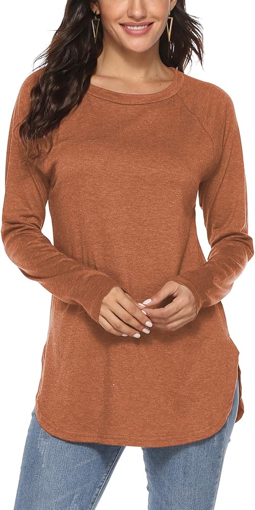 Newchoice Women's Casual Batwing Long Sleeve T Shirt Round Neck Basic Loose Tunic Tops