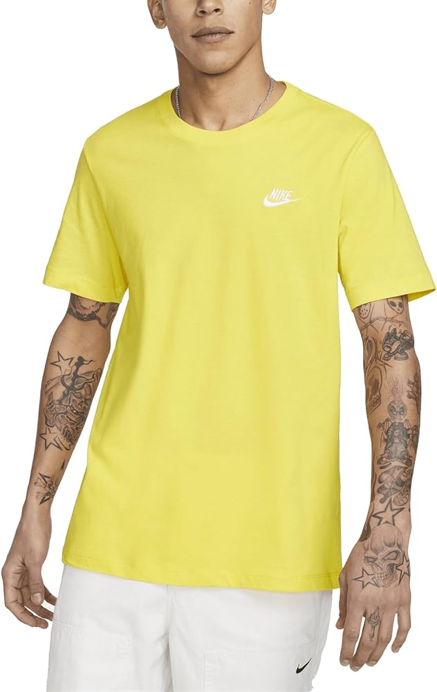 Nike Mens Sportswear Club T Shirt (US, Alpha, Medium, Regular, Regular, Yellow)