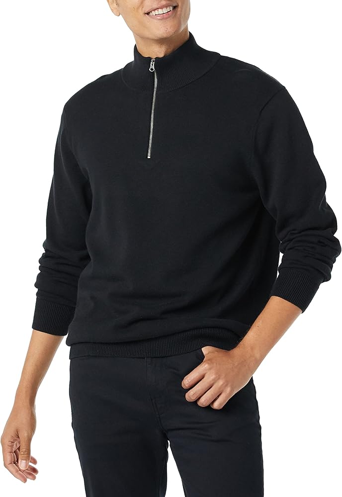 Amazon Essentials Men's 100% Cotton Quarter-Zip Sweater