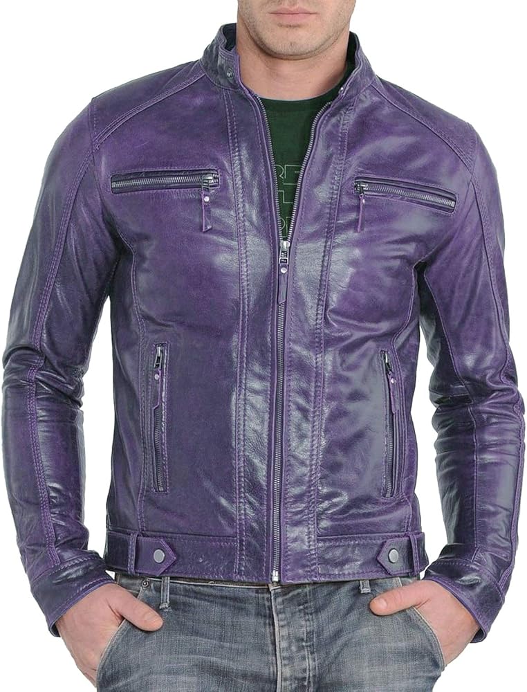 Genuine Lambskin Leather Jackets For Men - Motorcycle Biker Leather Jacket Men 401