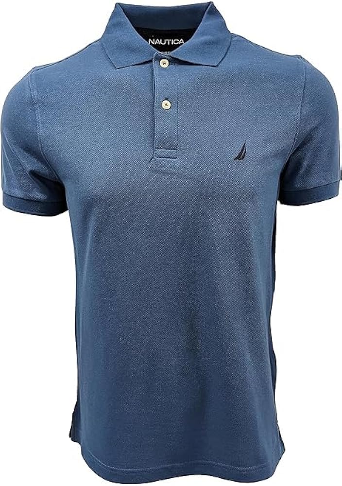 Nautica Mens Slim Fit Short Sleeve Solid Cotton Pique Polo Shirt (XX-Large, Union Blue)