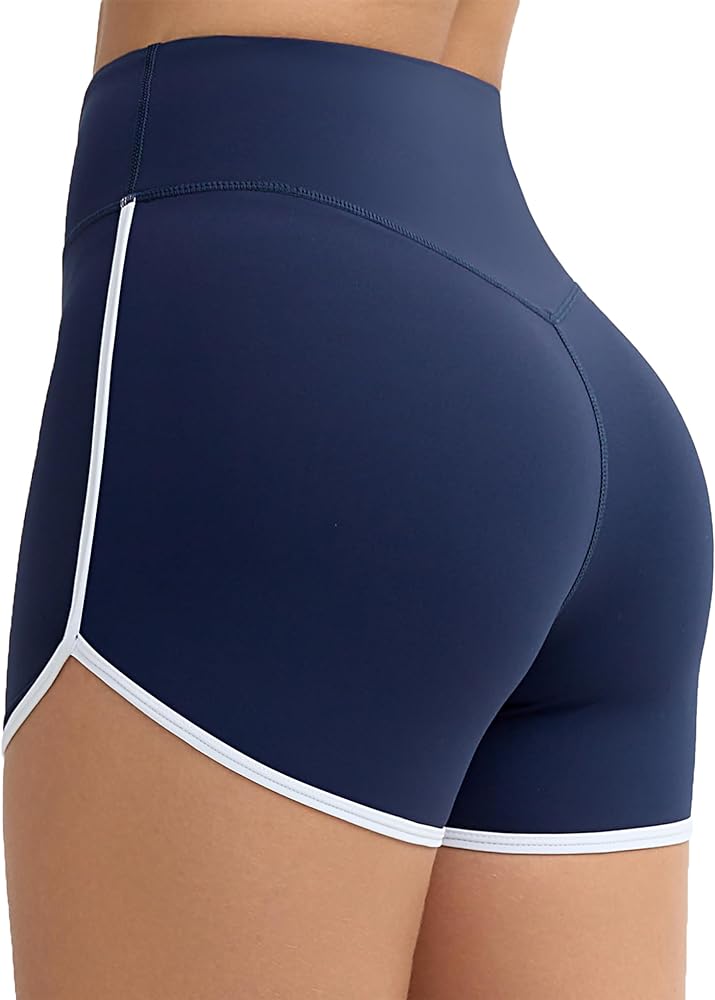 THE GYM PEOPLE Women's High Waist Workout Shorts Breathable Dolphin Split Elastic Lounge Yoga Shorts