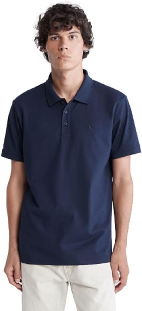 Calvin Klein Men's Smooth Cotton Monogram Logo Polo Shirt