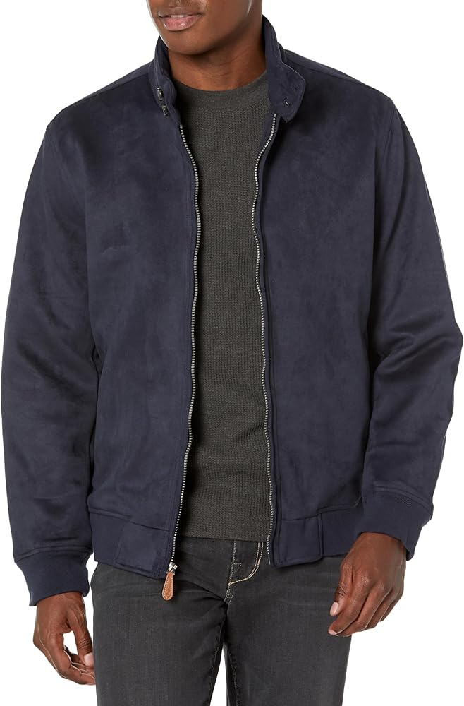 LONDON FOG Men's Faux Suede Bomber