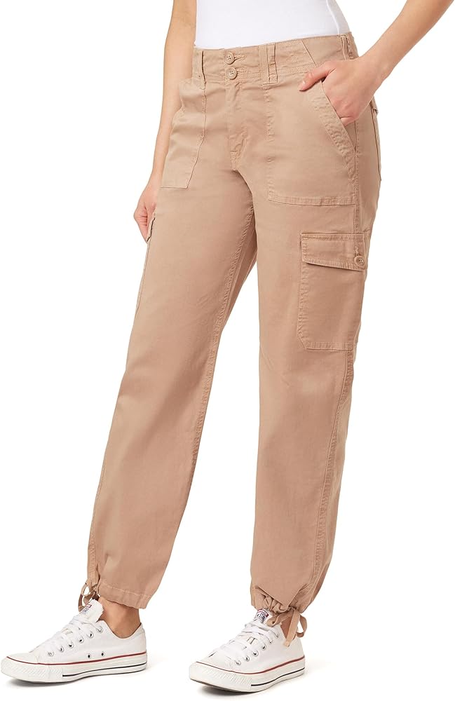 WallFlower Women's Luscious Curvy Twill Cargo Jogger Mid Rise Insta Stretch Juniors Pants