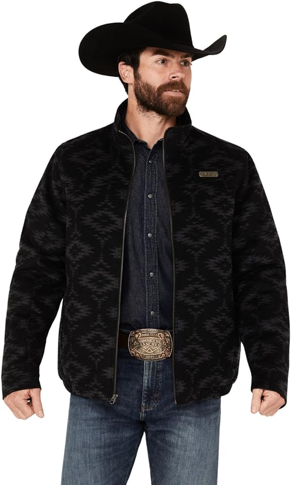 Cinch Men's Wool Insulated Southwestern Print Concealed Carry Jacket Black Large US