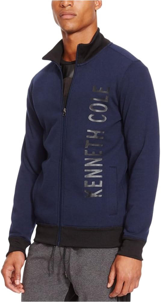 Kenneth Cole Men's Full Zip Logo Long Sleeve Knit