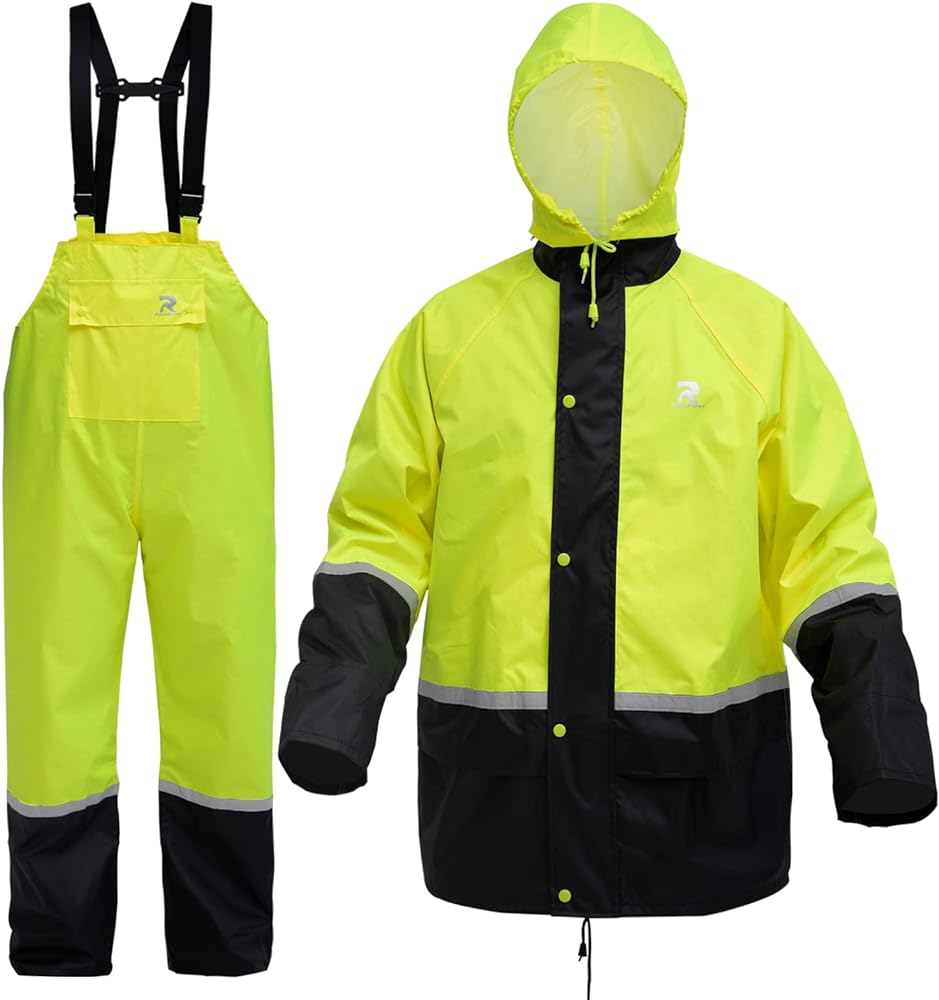 RainRider Rain Suits for Men Waterproof Breathable Rain Gear Durable Oxford Rain Jacket Coat with Pants