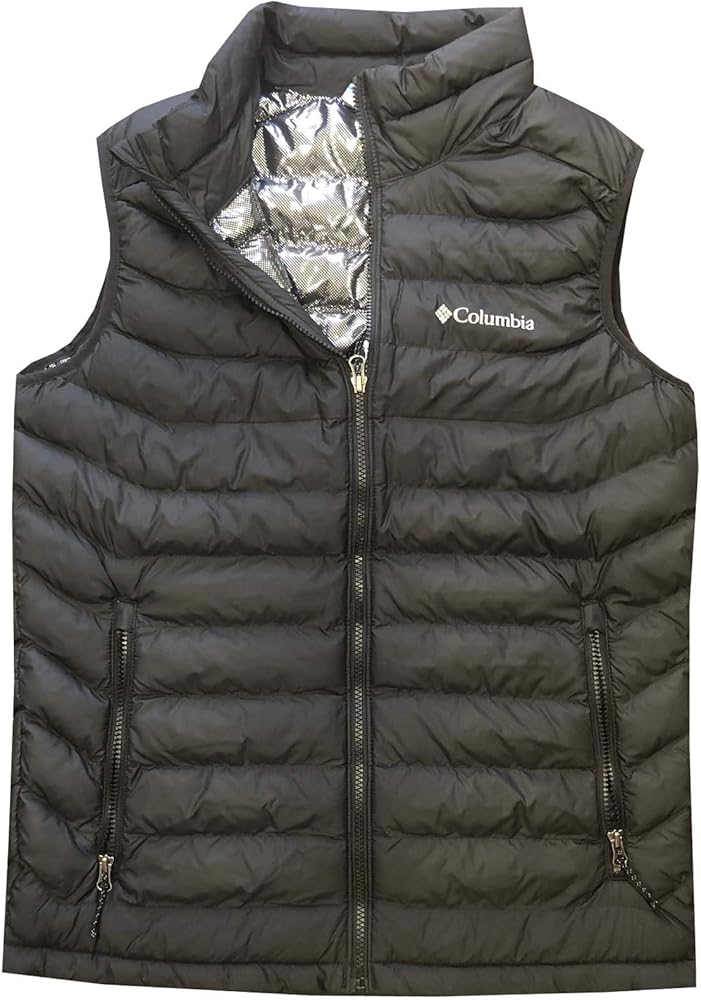 Columbia Mens White Out Omni-Heat Puffer Vest, Black, Large