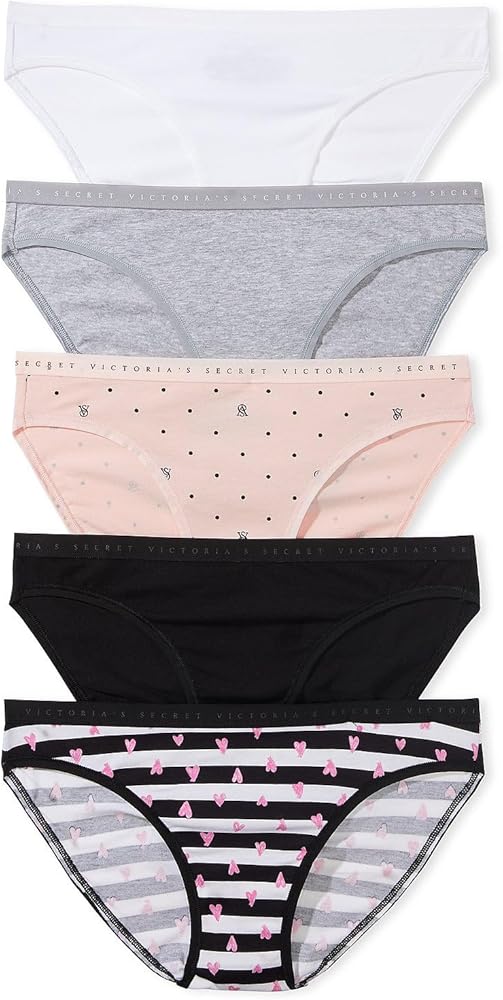 Victoria's Secret Women's Cotton Bikini Underwear, Moderate Coverage Panties for Women, Multi Pack (XS-XXL)