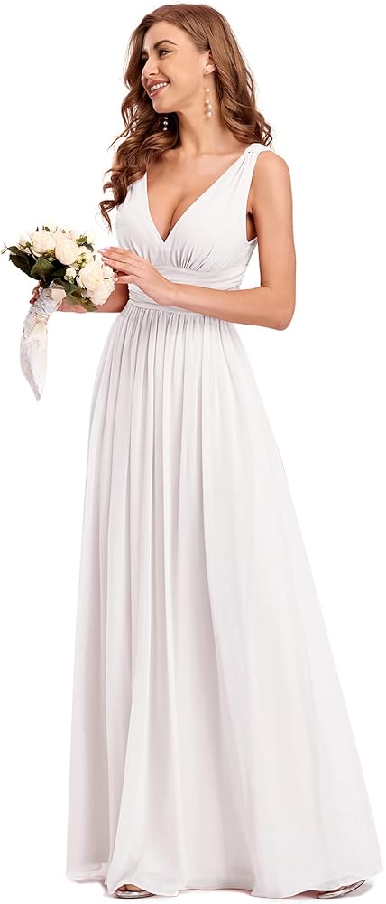 Ever-Pretty Womens Bridesmaid Dress V-Neck Sleeveless A Line Chiffon Floor Length Formal Dress 09016