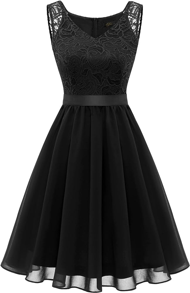 Dressystar Women Floral Lace Bridesmaid Party Dress Short Prom Dress V Neck