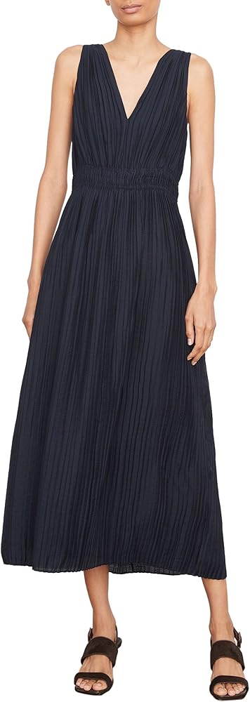 Vince Women's Pleated Dbl V-Neck Dress