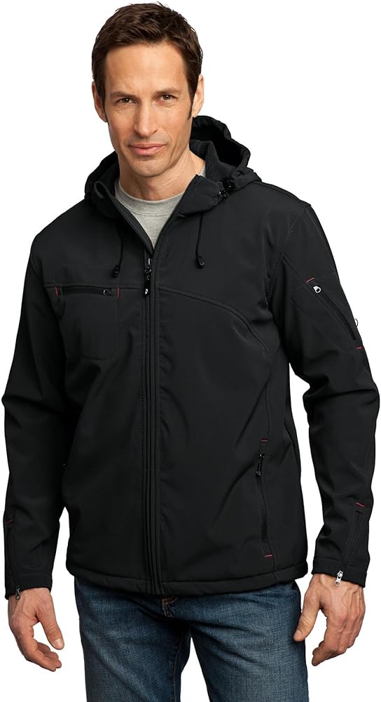 Port Authority Textured Hooded Soft Shell Jacket