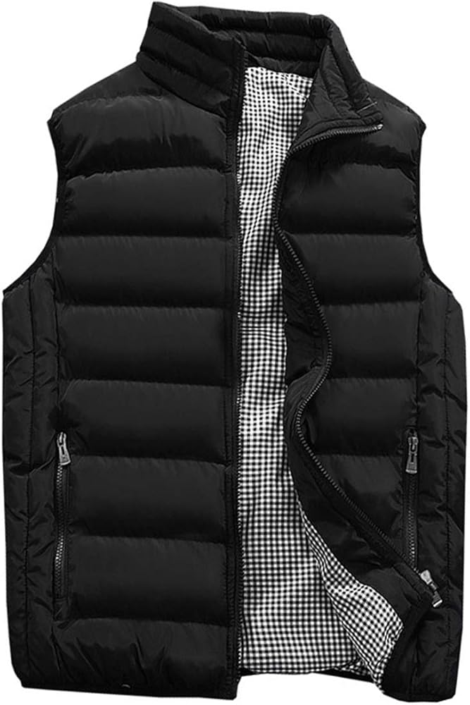 Men's Outdoor Casual Stand Collar Outwear Padded Vest Coats