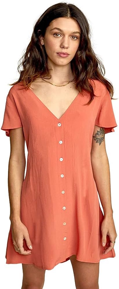 RVCA Women's Avery Woven Short Sleeve Dress